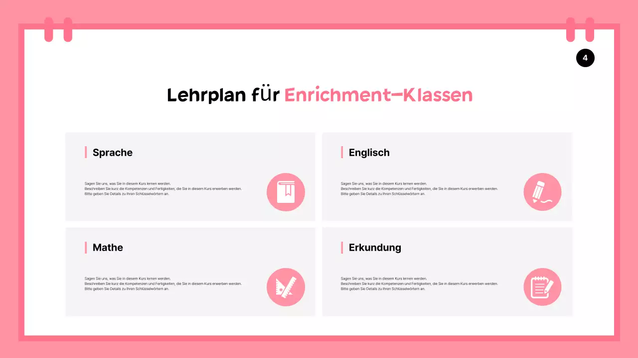 Eine einfache Einführung in die Schulferien in Grün und Rosa