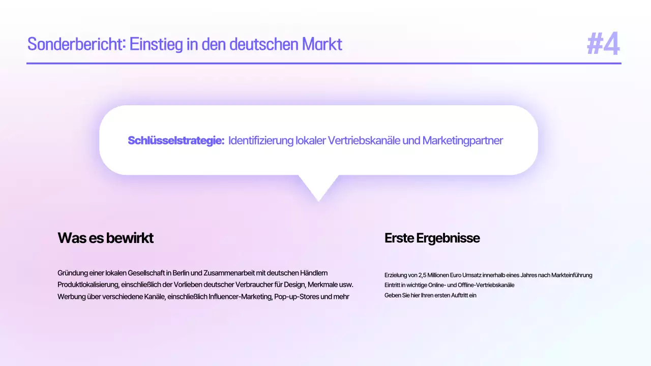 Planung einer Fallstudienpräsentation für ein einfaches blau-lila Markenseminar