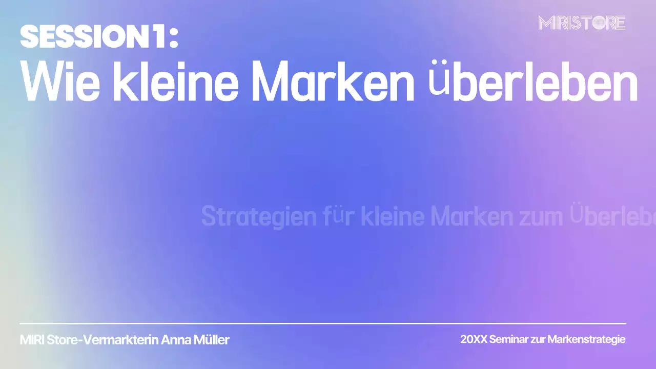Planung einer Fallstudienpräsentation für ein einfaches blau-lila Markenseminar