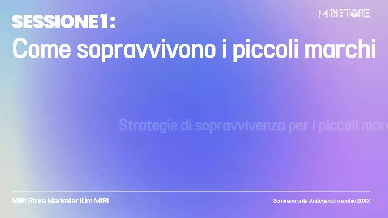 Pianificazione della presentazione di un caso di studio per un semplice seminario sul marchio blu e viola