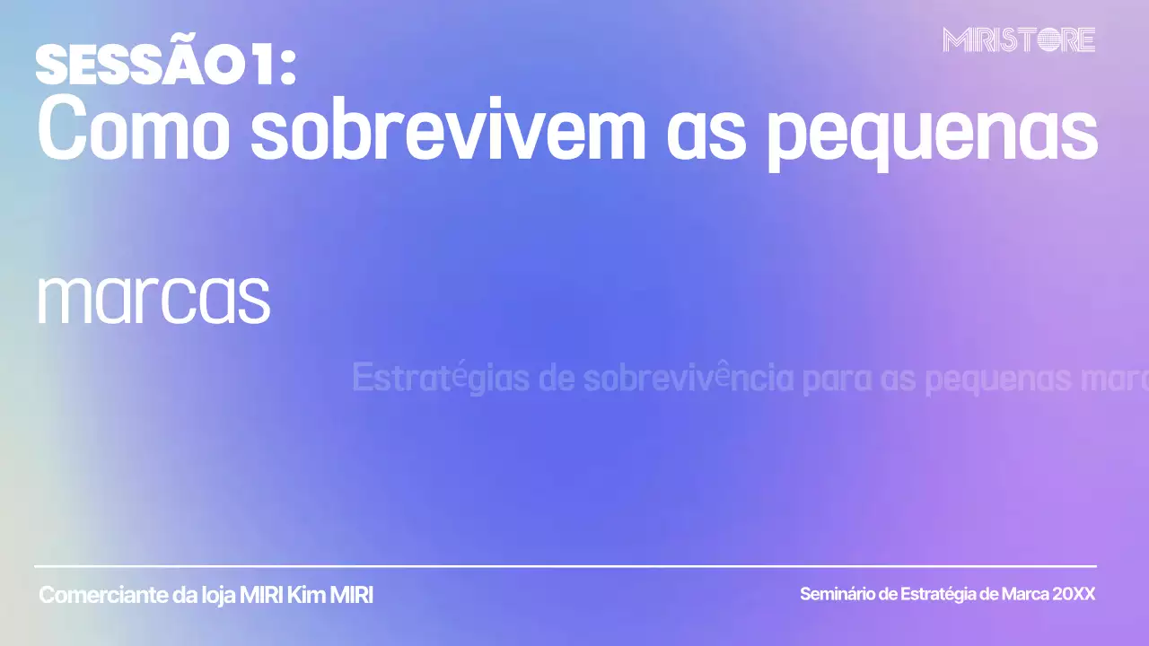 Planeamento da apresentação de um estudo de caso para um seminário sobre uma marca simples azul e roxa