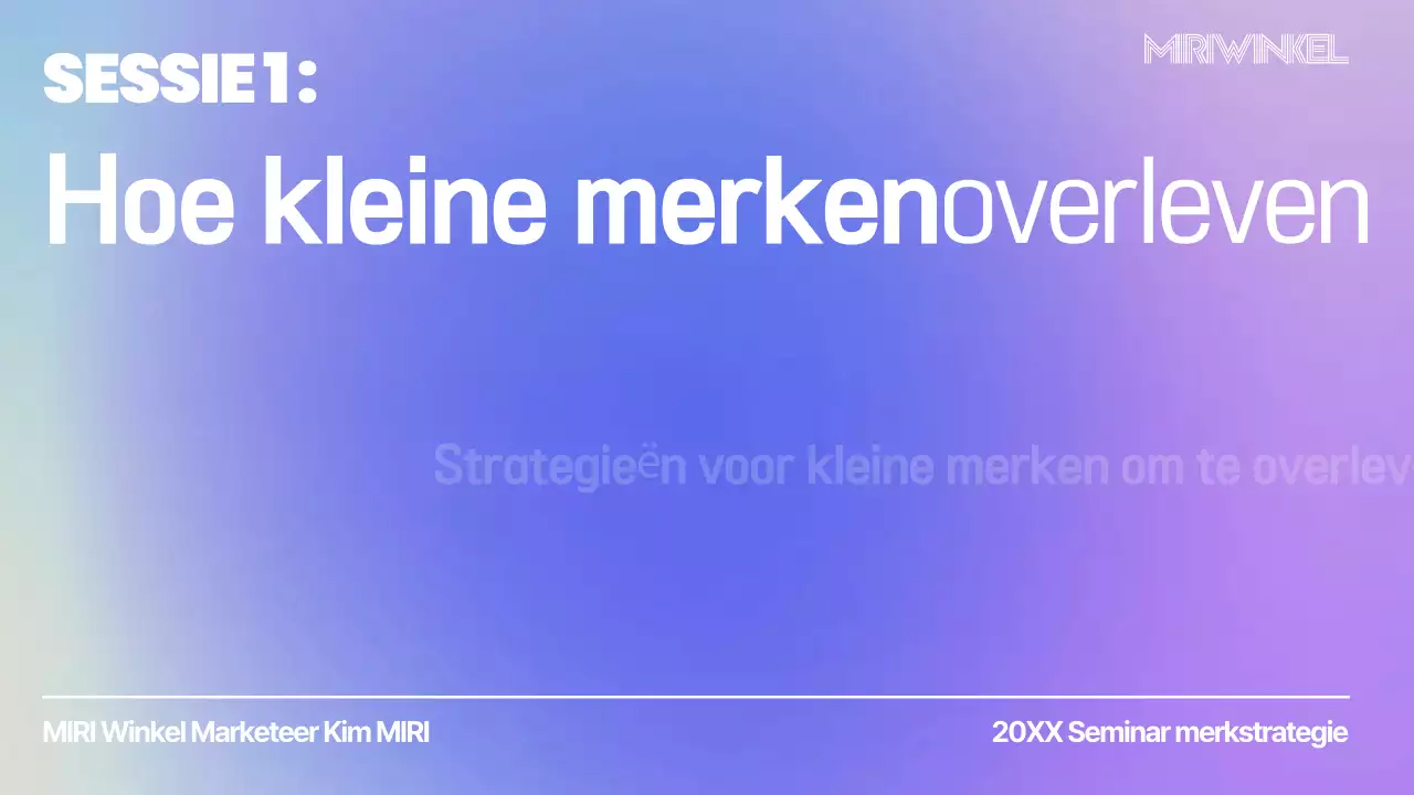 Planning case study presentatie voor een eenvoudig blauw en paars merkseminar