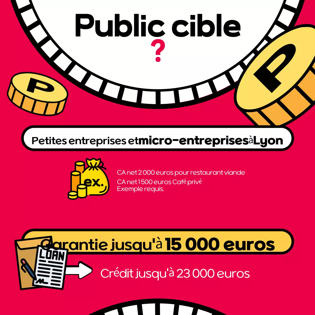 Promotion de prêt pop-artistique en rouge et noir