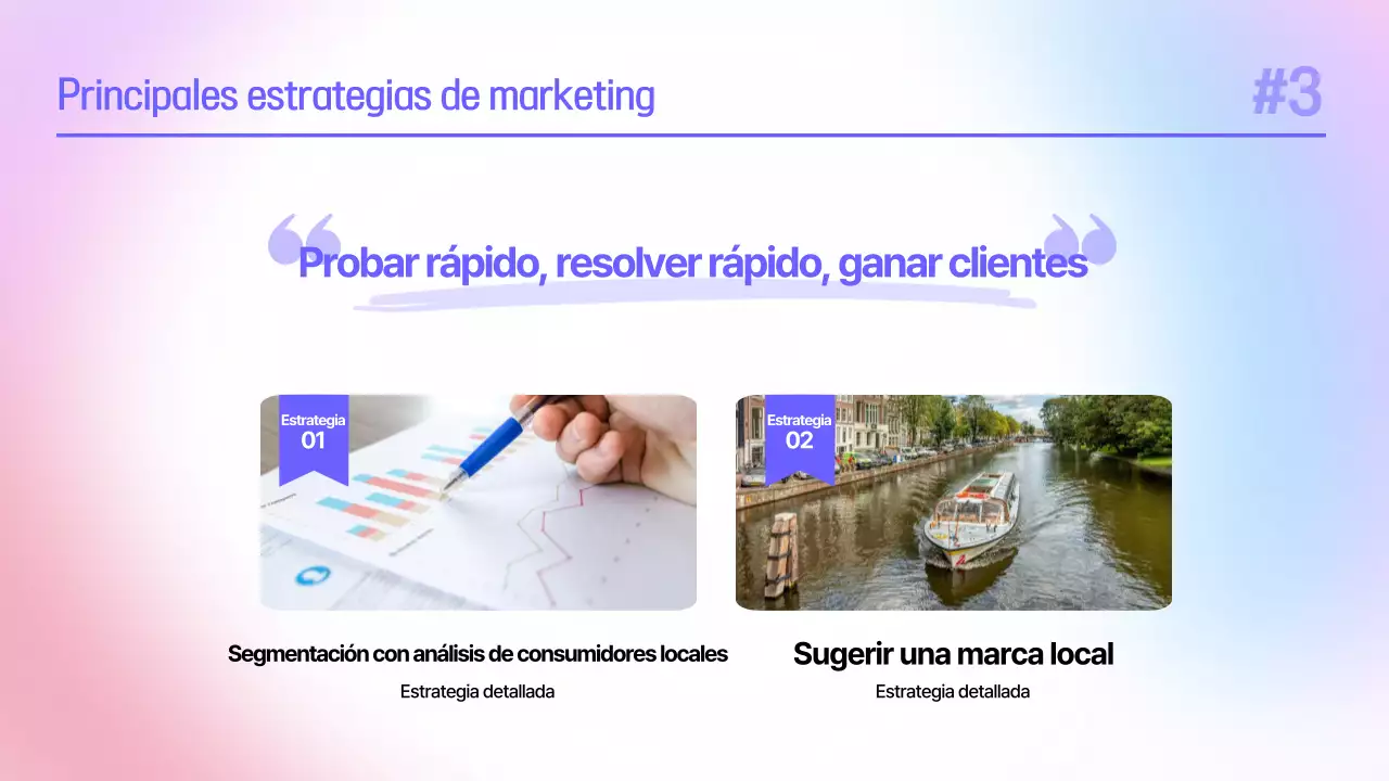 Planificación de la presentación de un estudio de caso para un sencillo seminario sobre marcas azules y moradas