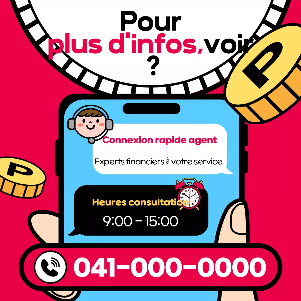 Promotion de prêt pop-artistique en rouge et noir