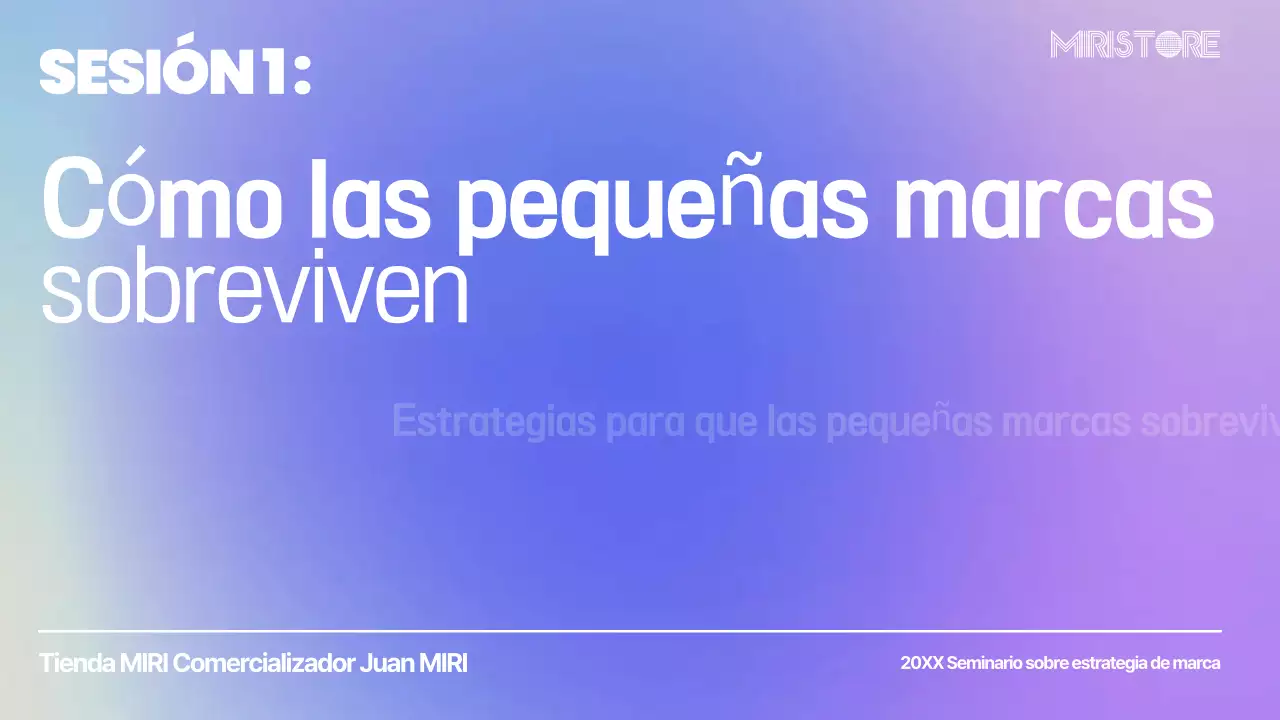 Planificación de la presentación de un estudio de caso para un sencillo seminario sobre marcas azules y moradas