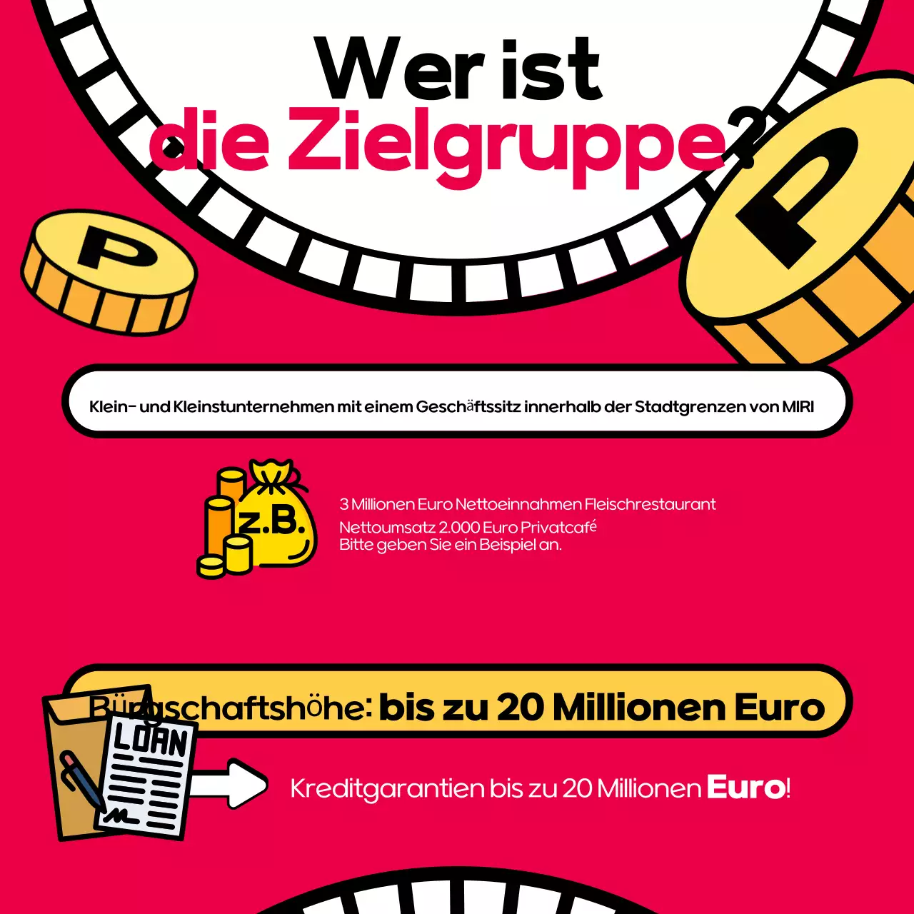 Pop-Artistische Kreditwerbung in Rot und Schwarz