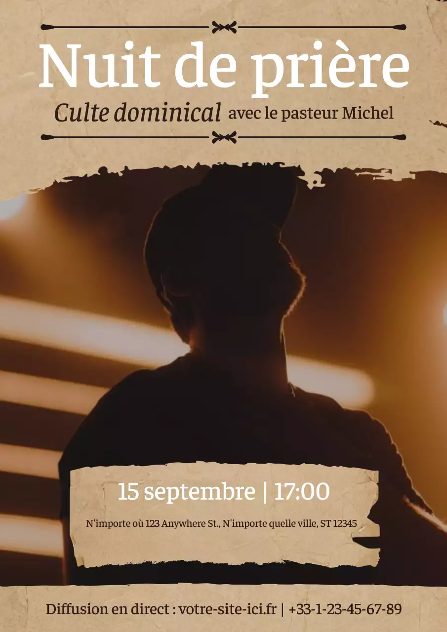 Beige et marron Prière simple Nuit Promotion