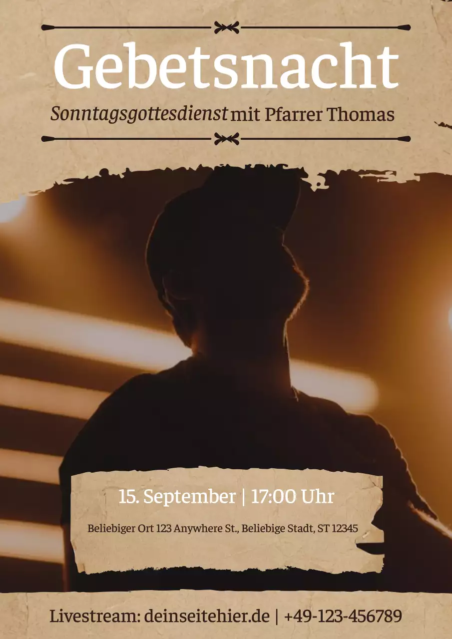 Beige und Braun Einfache Gebetsnachtaktion