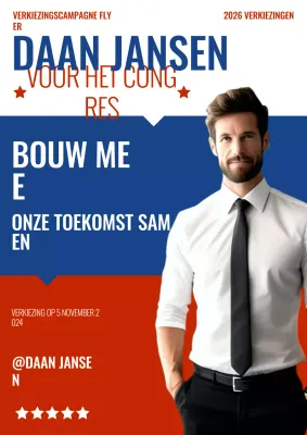 Dag van de kiezersregistratie voor blauw en rood - Voorbereidingsflyer voor presidentsverkiezingen 2024