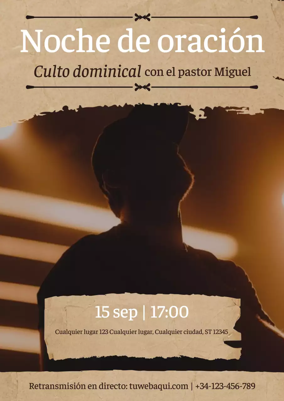 Beige Y Marrón Simple Oración Noche Promoción