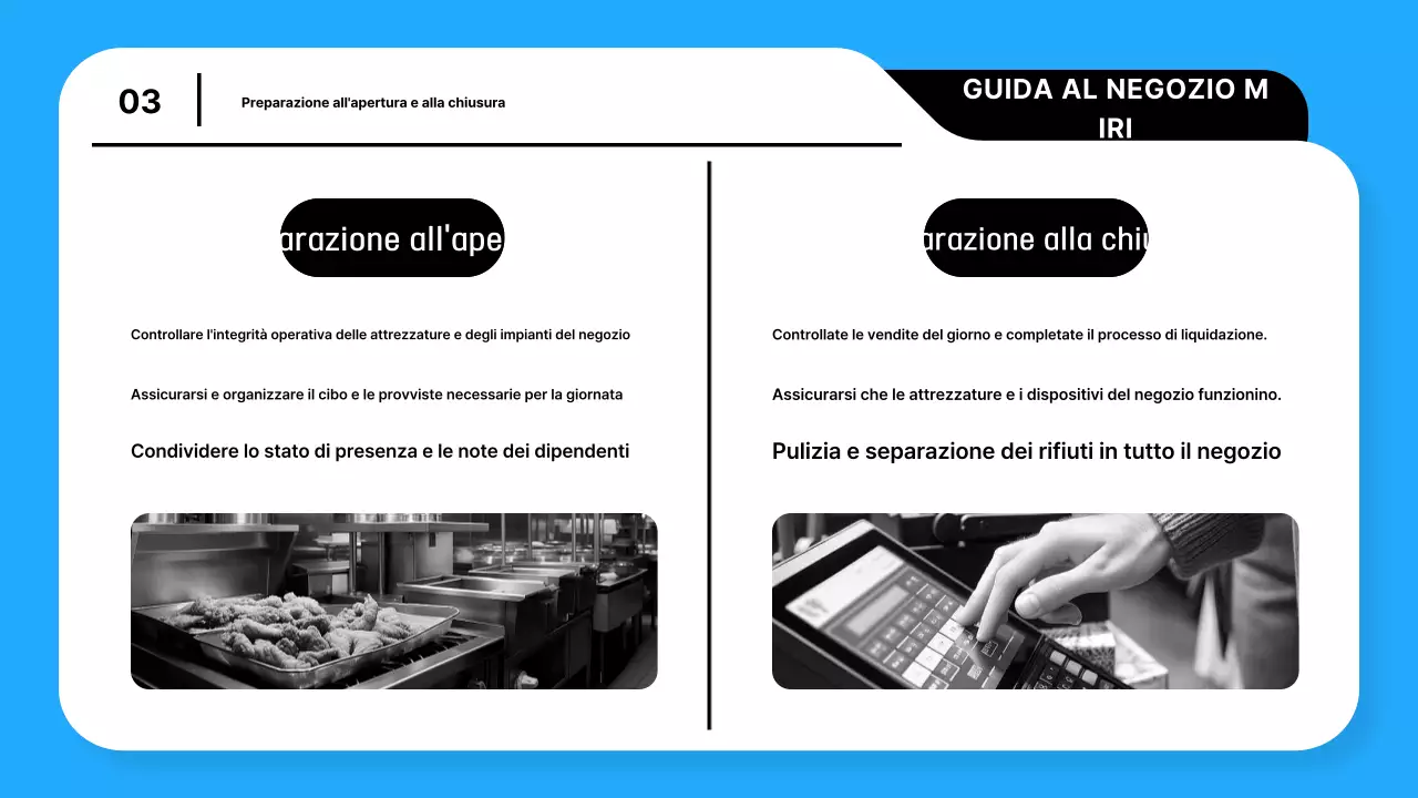 Una guida per gestire un negozio di tendenza in azzurro e nero spiegata