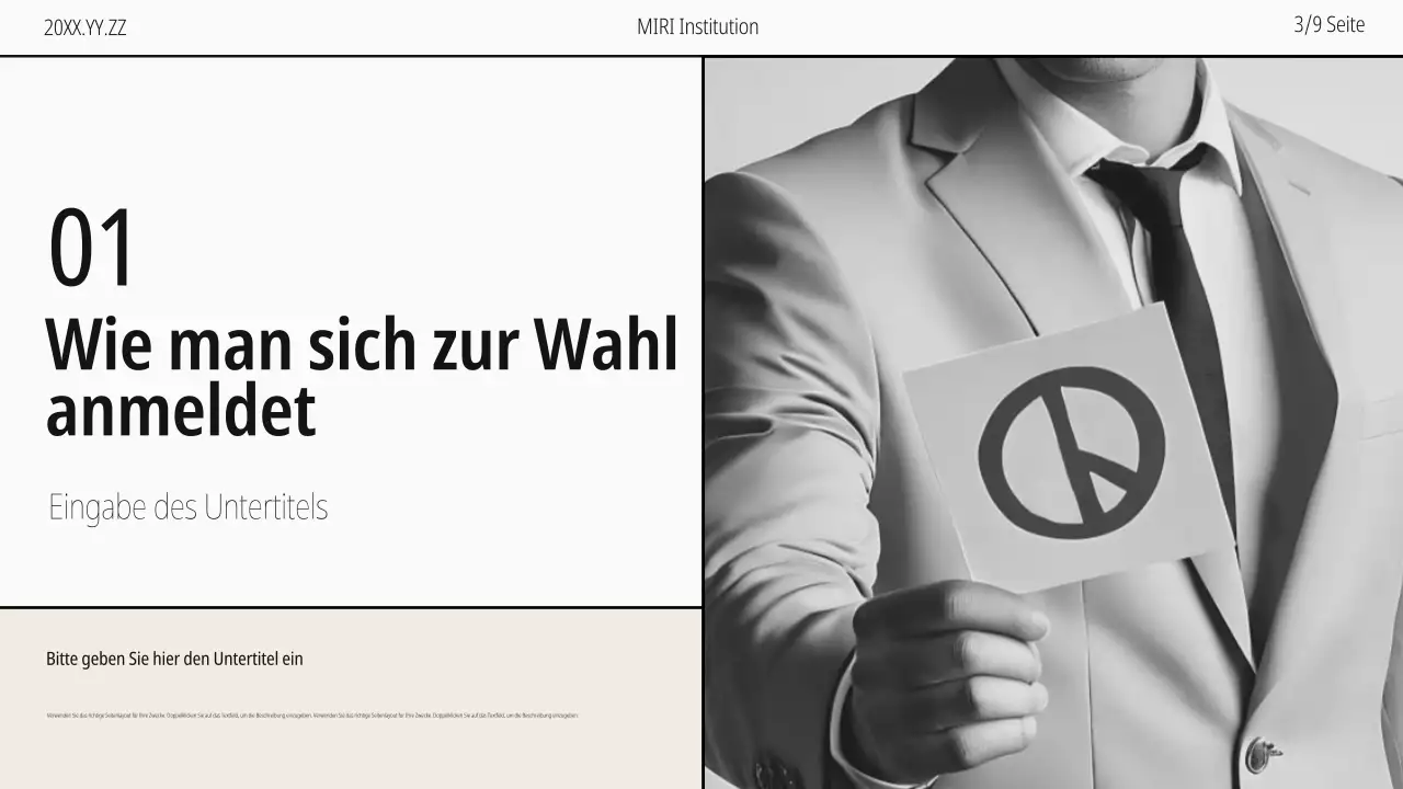 Beigefarbener und schwarz-weißer moderner Leitfaden zum Tag der Wählerregistrierung