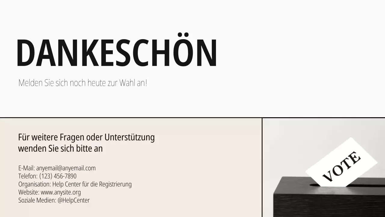 Beigefarbener und schwarz-weißer moderner Leitfaden zum Tag der Wählerregistrierung