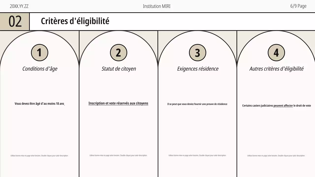 Guide moderne de la journée d'inscription des électeurs en beige et en noir et blanc