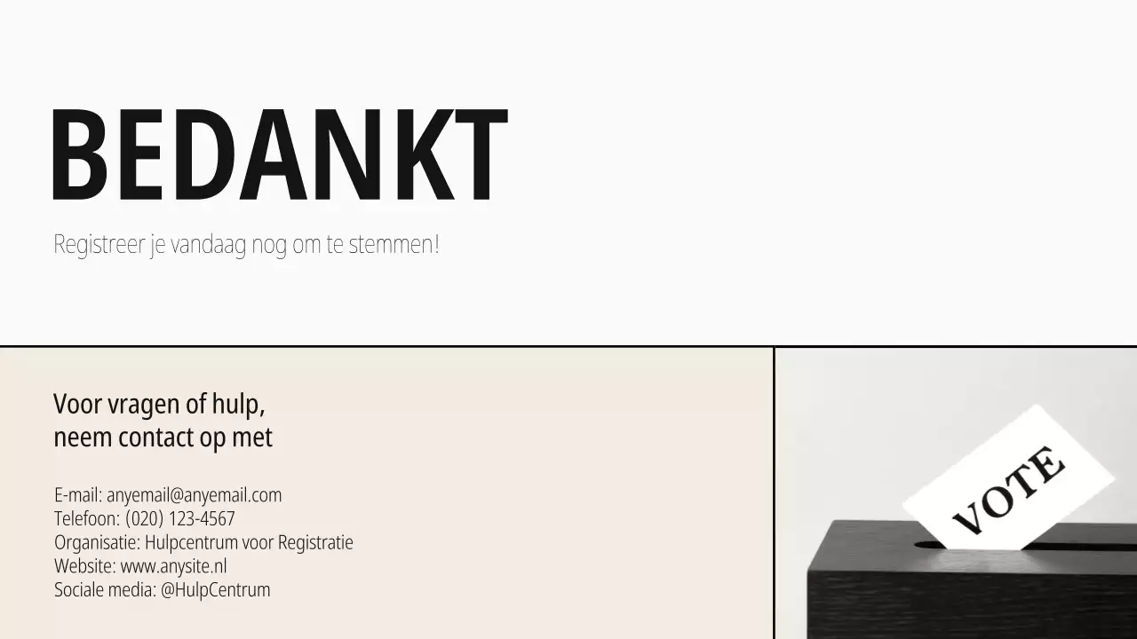 Kiezersregistratiegids in beige en zwart-wit