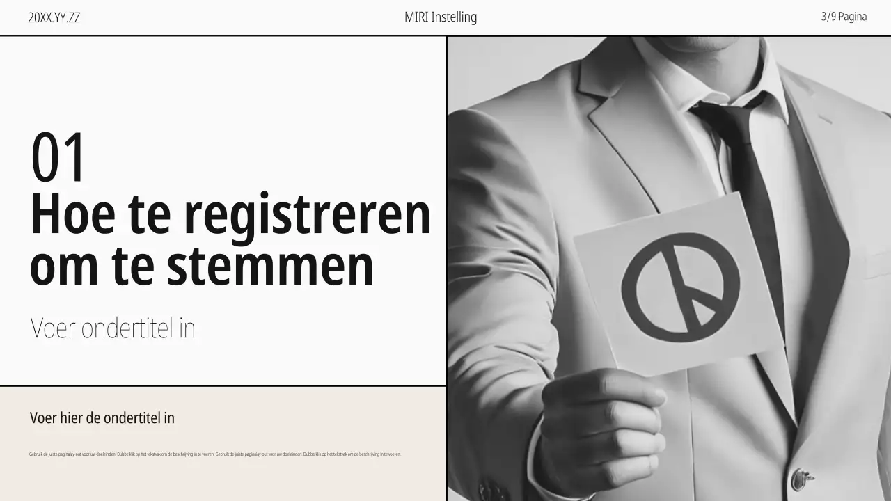 Kiezersregistratiegids in beige en zwart-wit