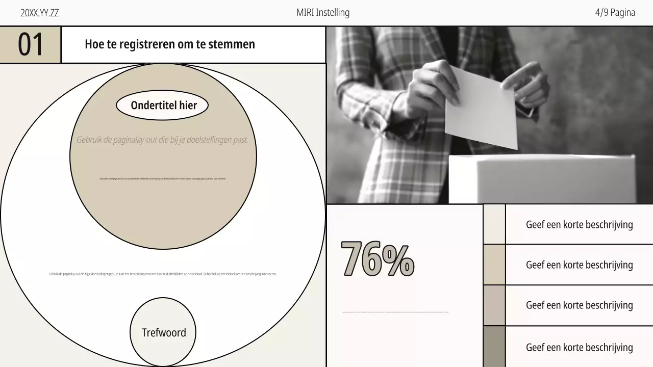 Kiezersregistratiegids in beige en zwart-wit