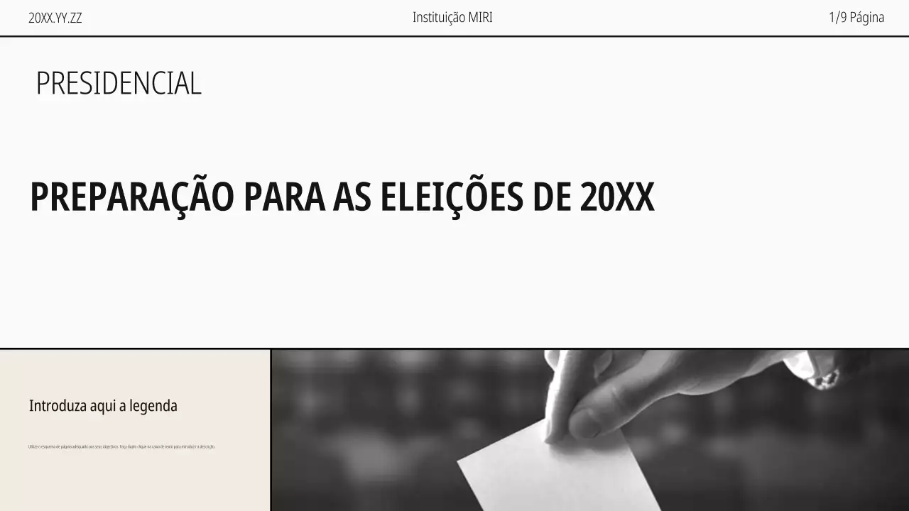 Guia moderno do Dia do Registo de Eleitores em bege e preto e branco