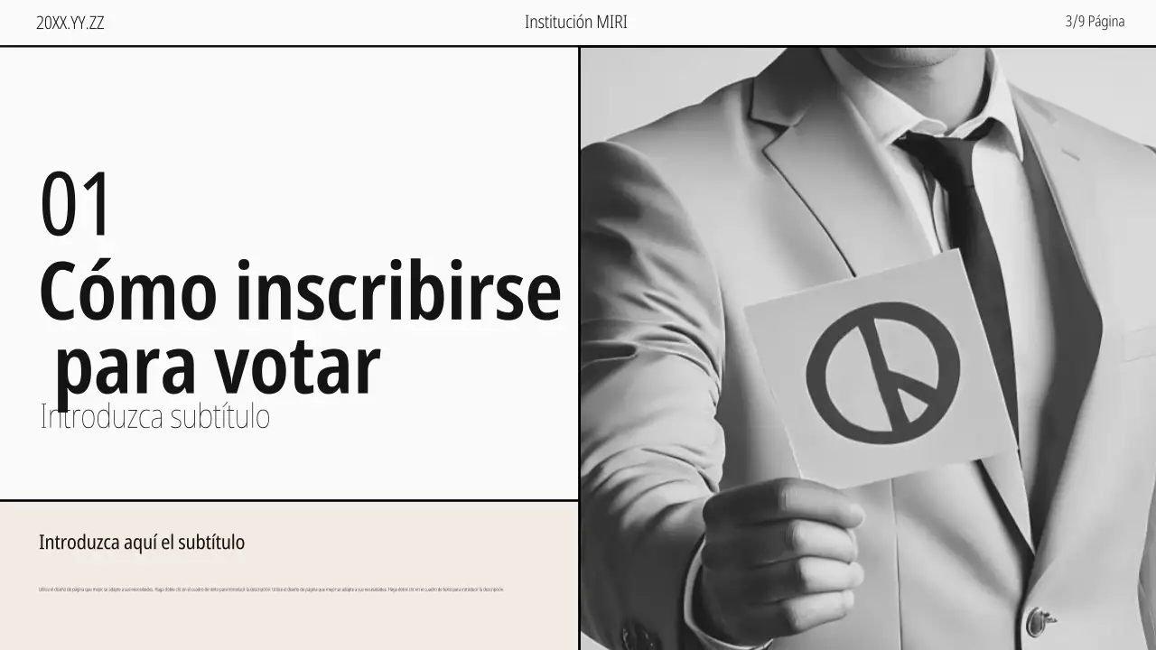 Guía moderna del Día del Registro de Votantes en beige y blanco y negro