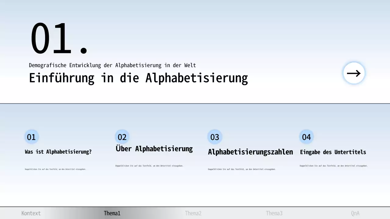 Himmelblau und Grau Moderne Alphabetisierung Vortragsmaterial