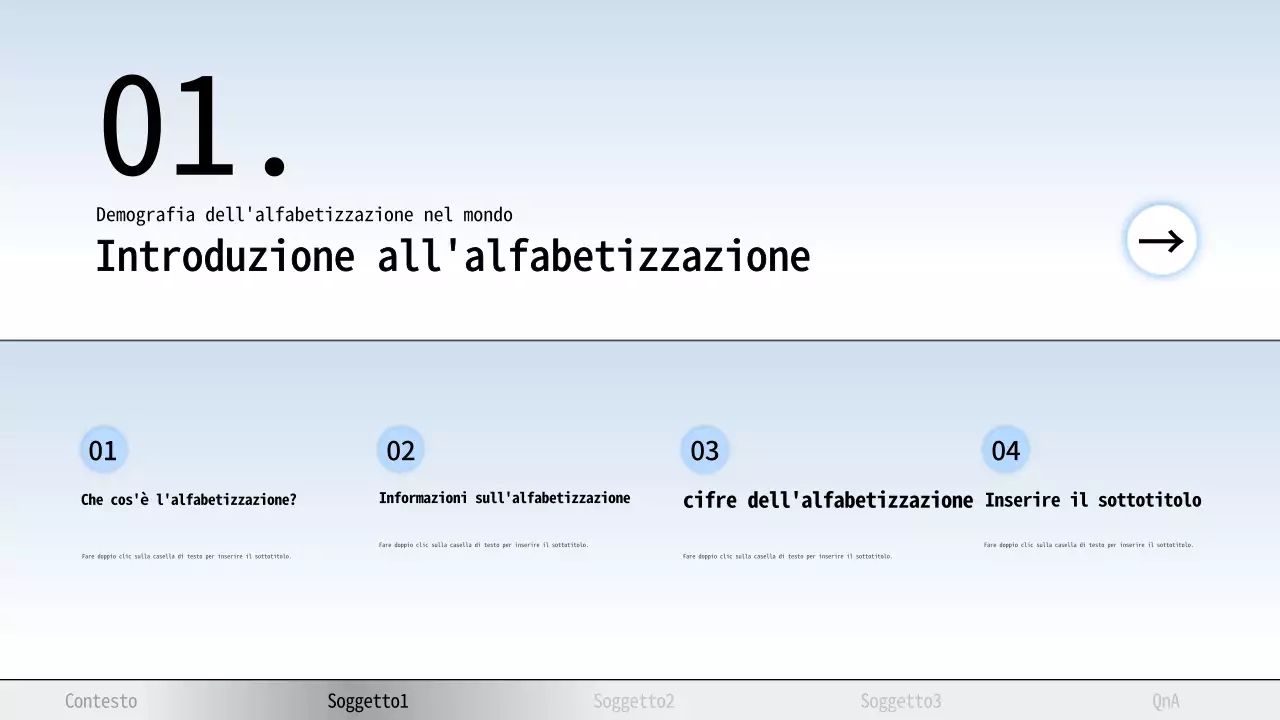 Materiale didattico per l'alfabetizzazione moderna di colore azzurro e grigio