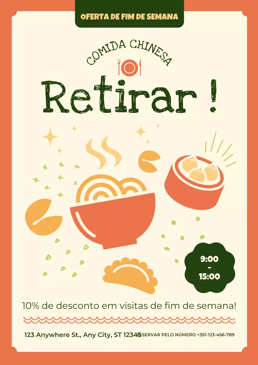 Anúncio vintage de desconto de menu de fim de semana em laranja e verde