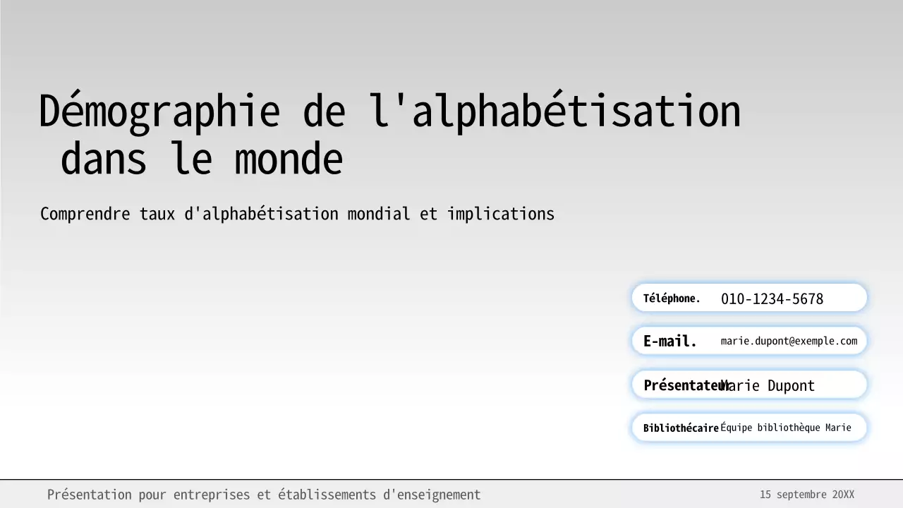 Matériel d'étude sur l'alphabétisation minimale bleu et blanc