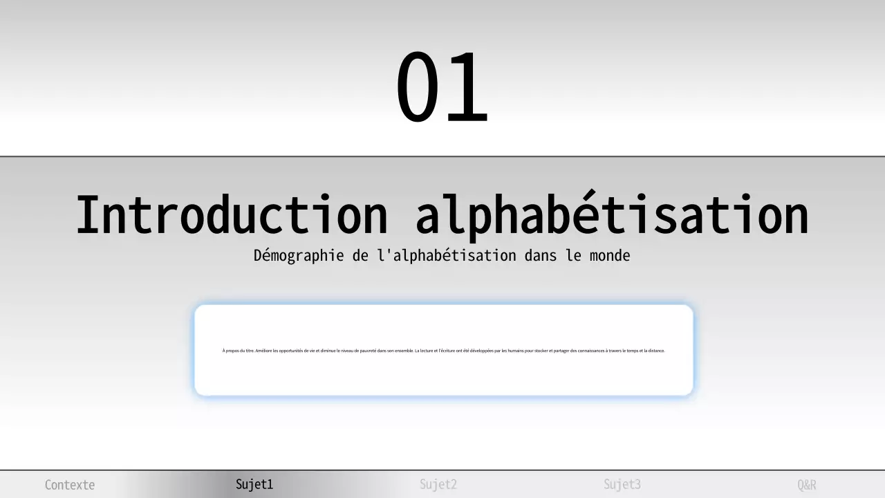 Matériel d'étude sur l'alphabétisation minimale bleu et blanc