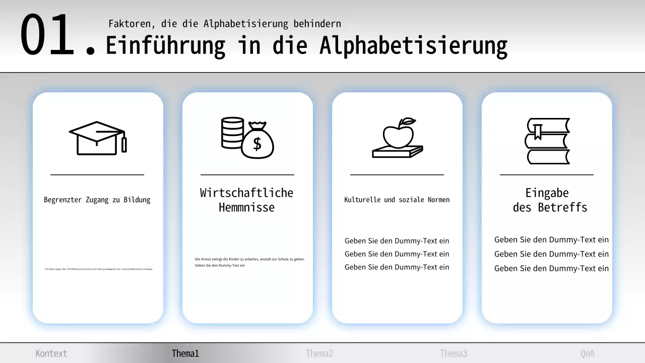 Blaue und weiße Minimal Literacy Studienmaterialien