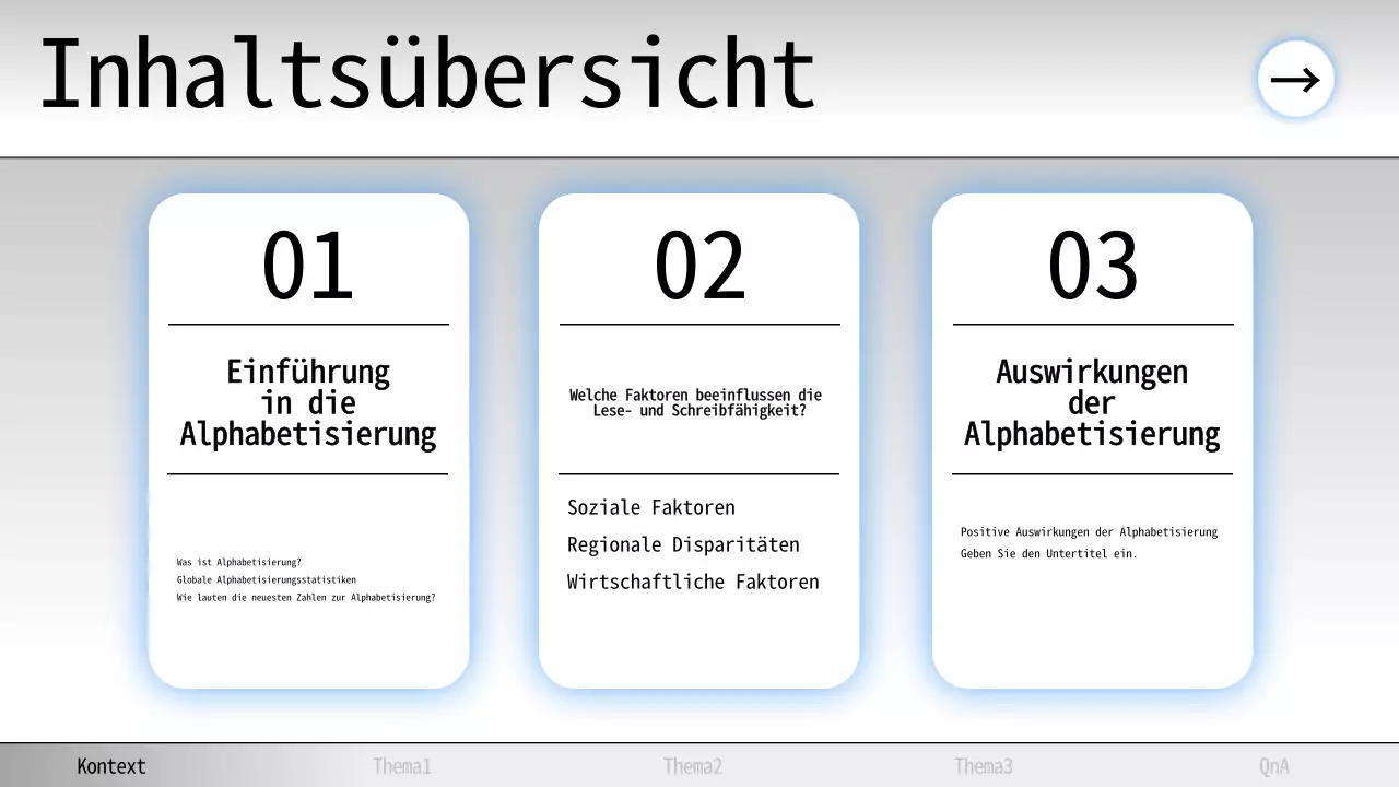 Blaue und weiße Minimal Literacy Studienmaterialien