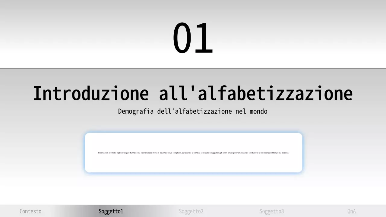 Materiale di studio minimo di alfabetizzazione blu e bianco