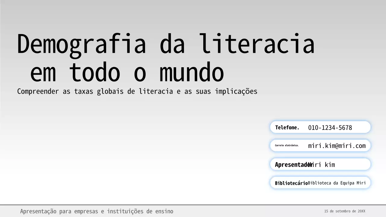 Materiais de estudo de literacia mínima azul e branca