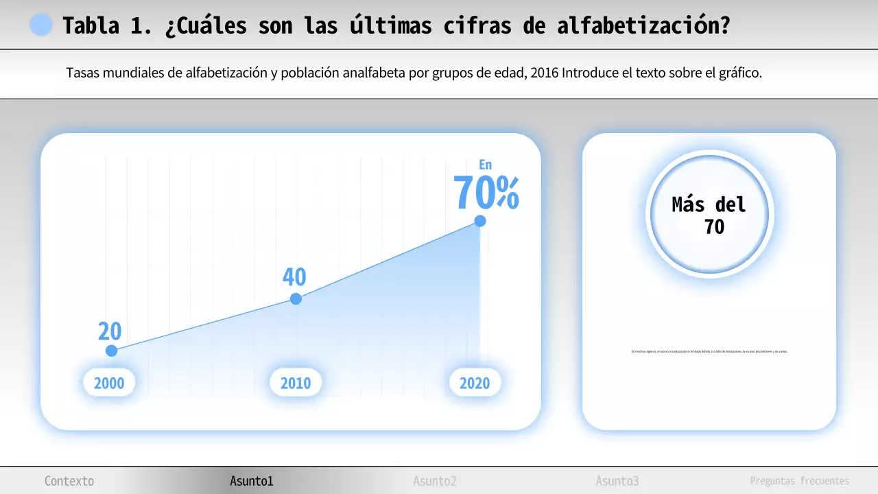 Material de estudio de alfabetización mínima en azul y blanco