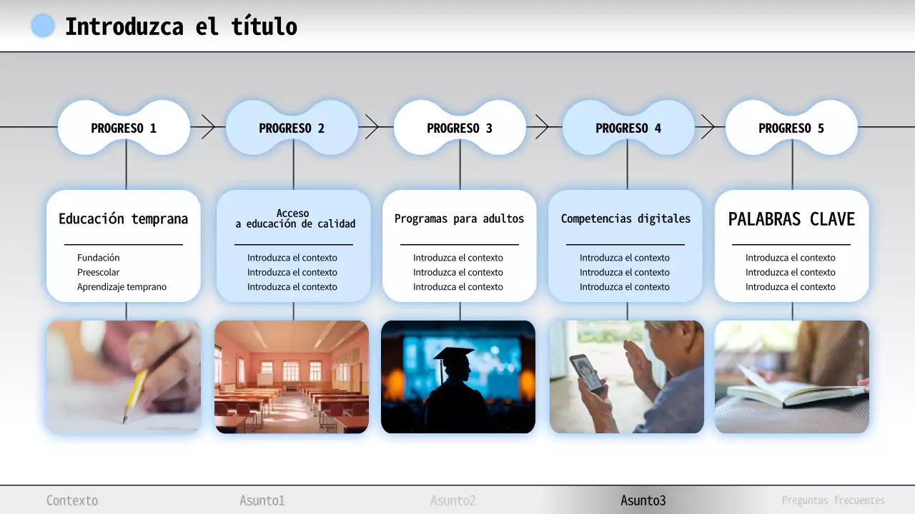 Material de estudio de alfabetización mínima en azul y blanco