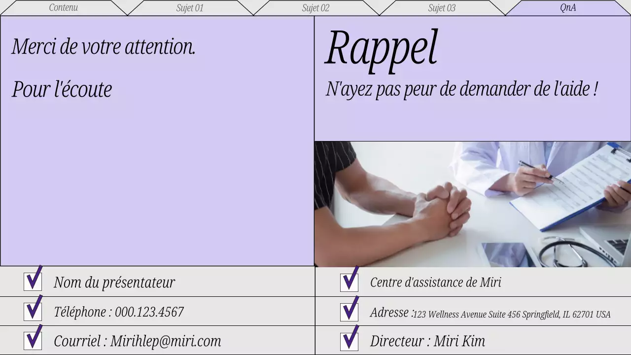 Matériel de conférence sur les soins de santé mentale minimaux en rouge et gris