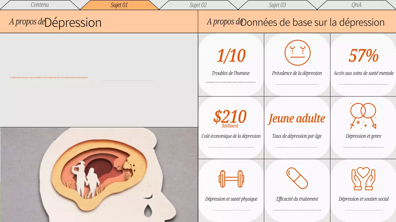 Matériel de conférence sur les soins de santé mentale minimaux en rouge et gris