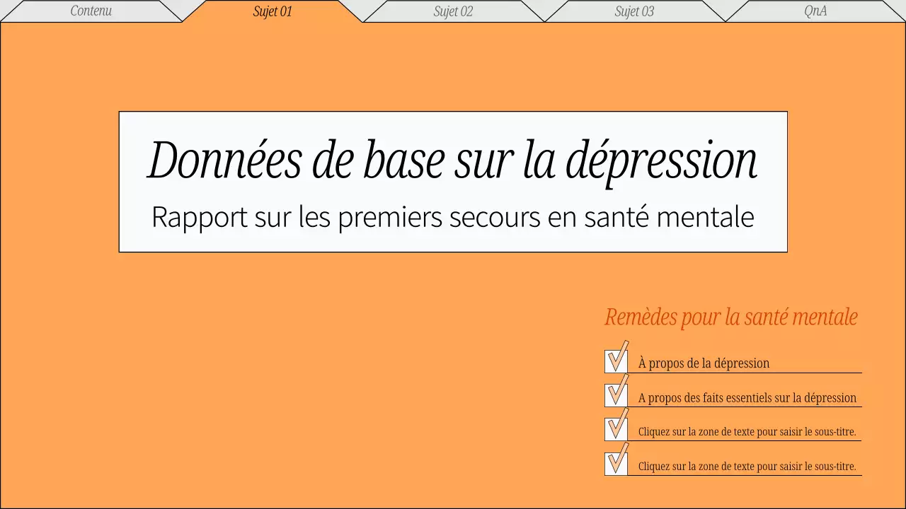 Matériel de conférence sur les soins de santé mentale minimaux en rouge et gris
