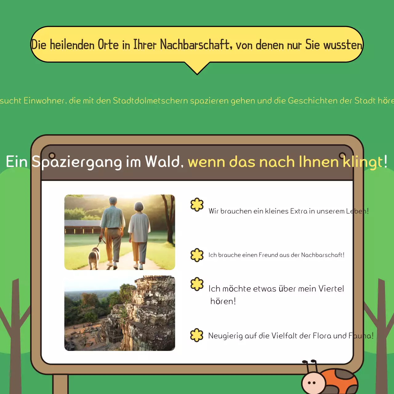 Förderung eines grün-braunen Spaziergangs im Park