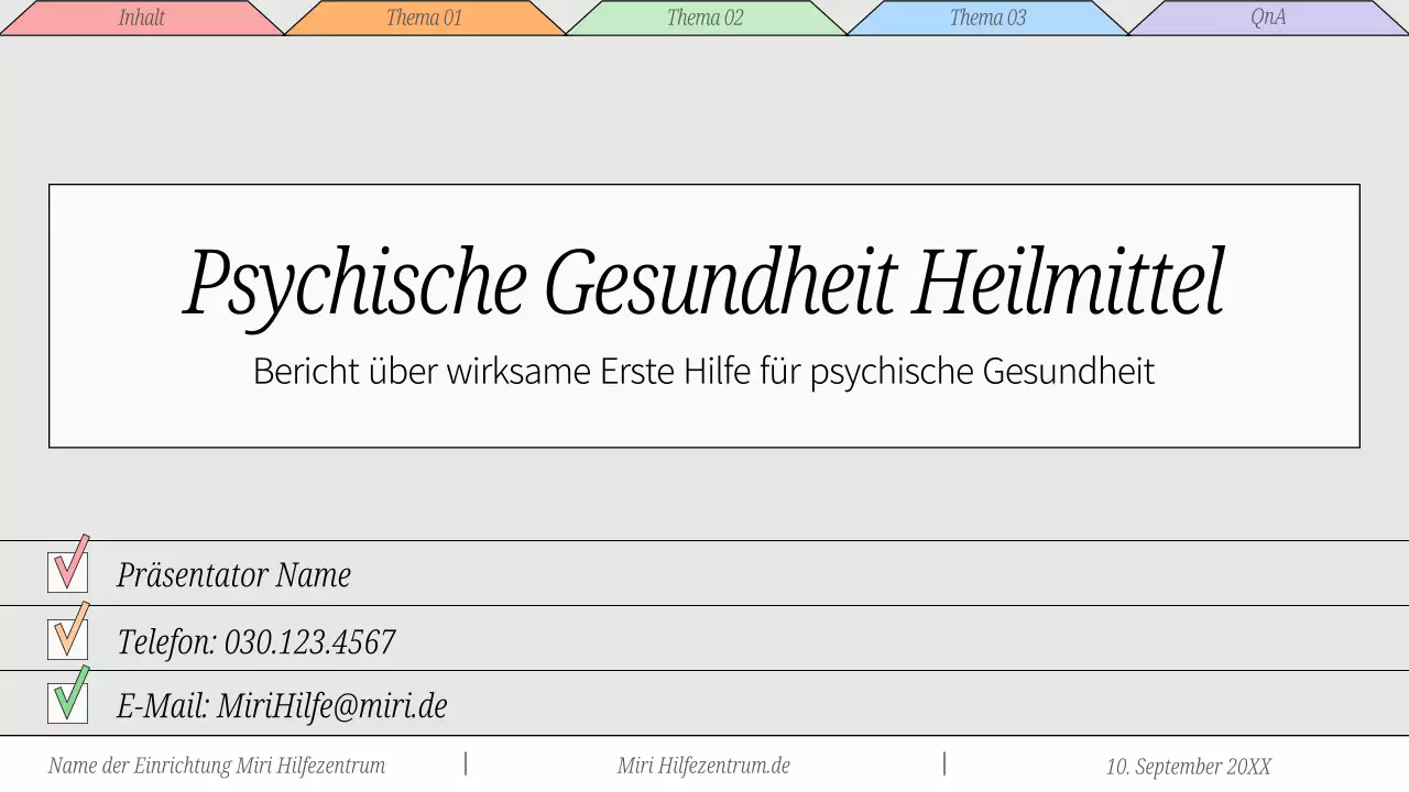 Rot und Grau Minimal Mental Wellness Care Vortragsmaterial