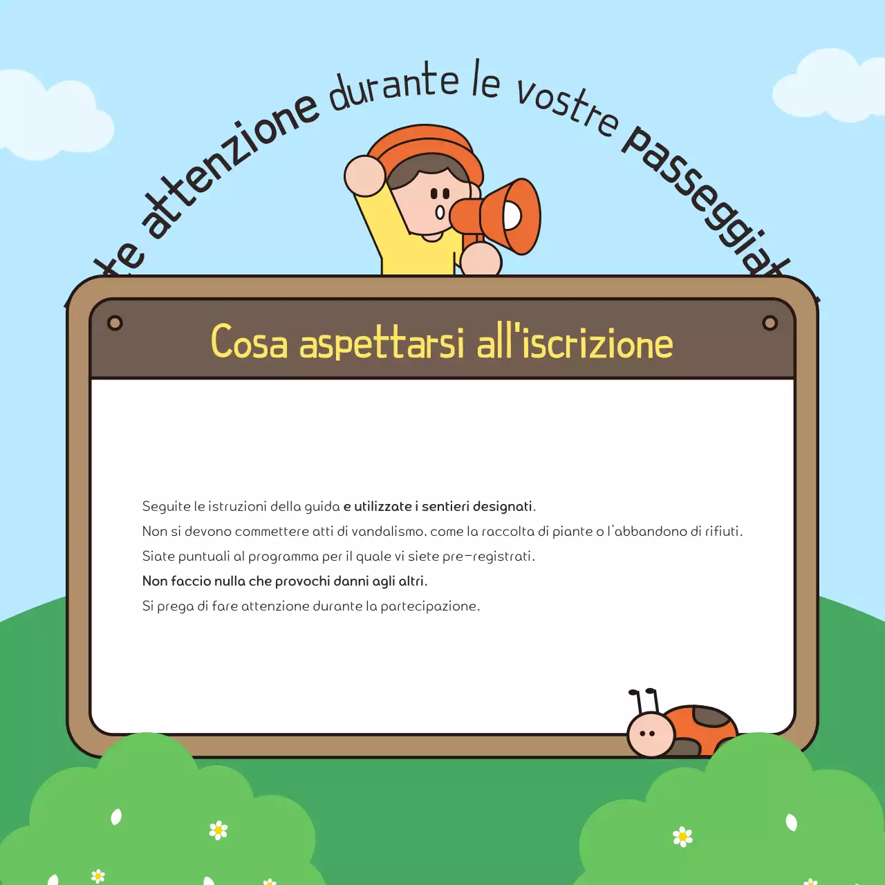 Promuovere una passeggiata verde e marrone nel parco
