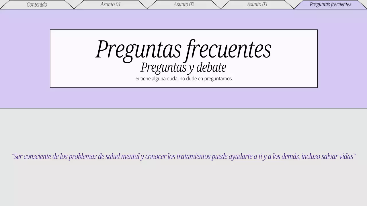 Material didáctico rojo y gris sobre la atención mínima al bienestar mental