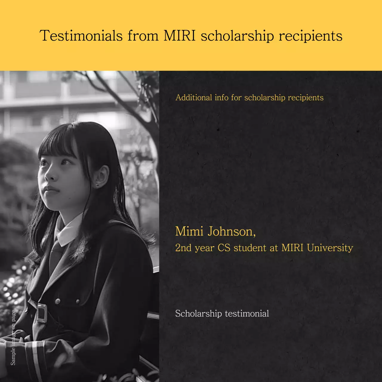 Simple Scholarship Application Information in Yellow and Black