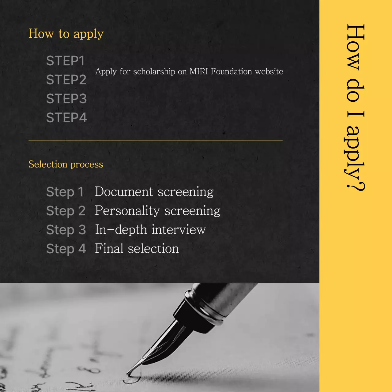 Simple Scholarship Application Information in Yellow and Black