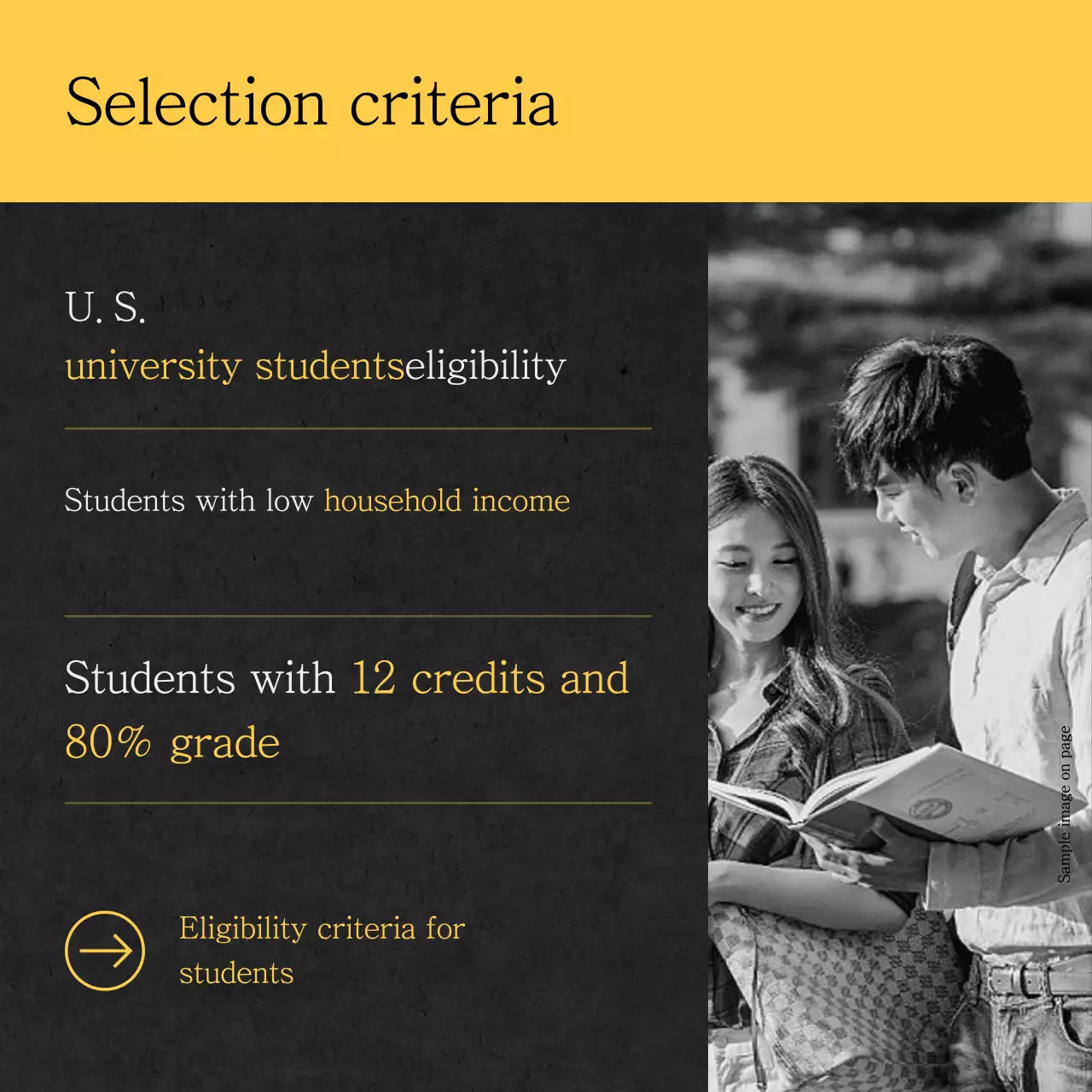 Simple Scholarship Application Information in Yellow and Black