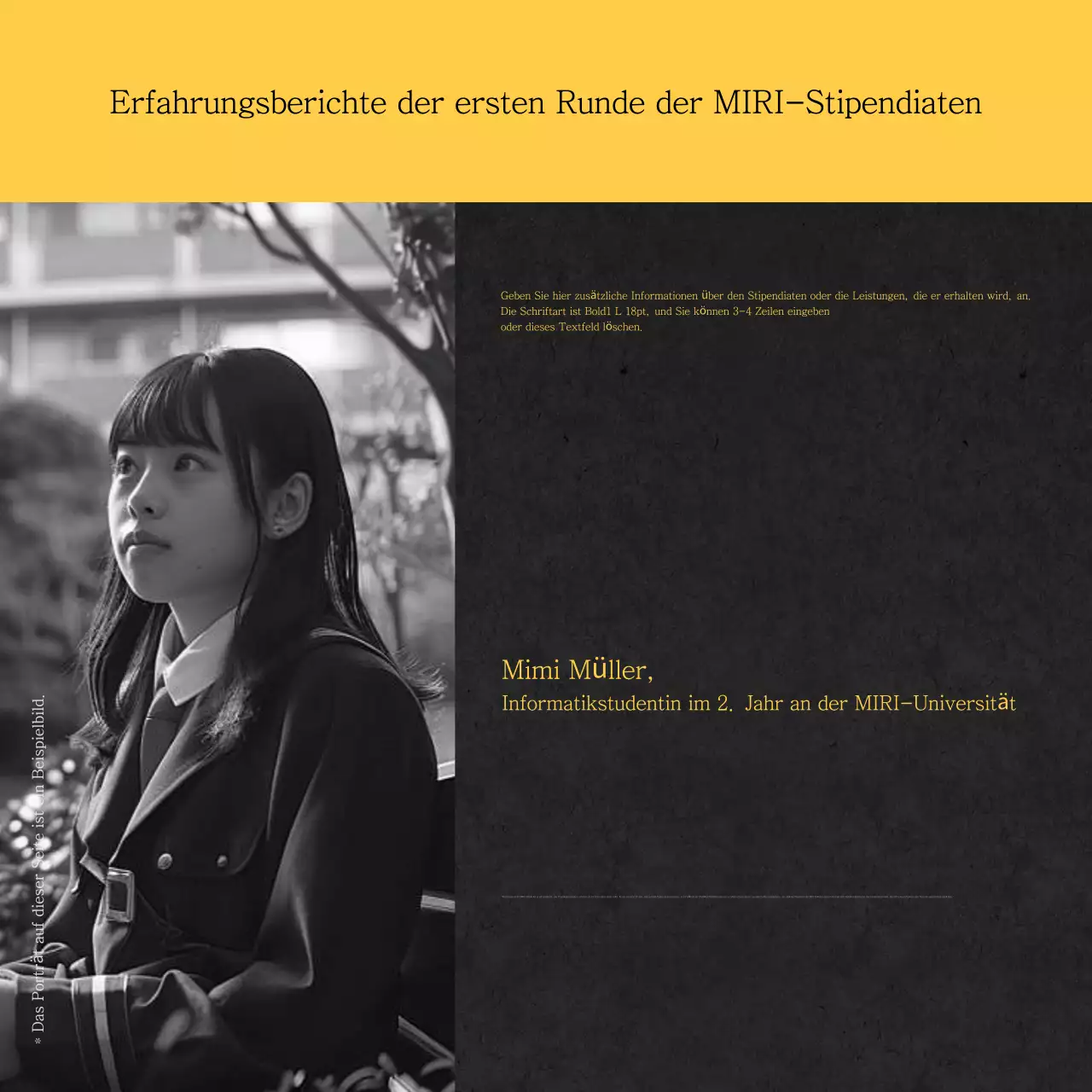 Einfache gelb-schwarze Informationen zum Stipendienantrag