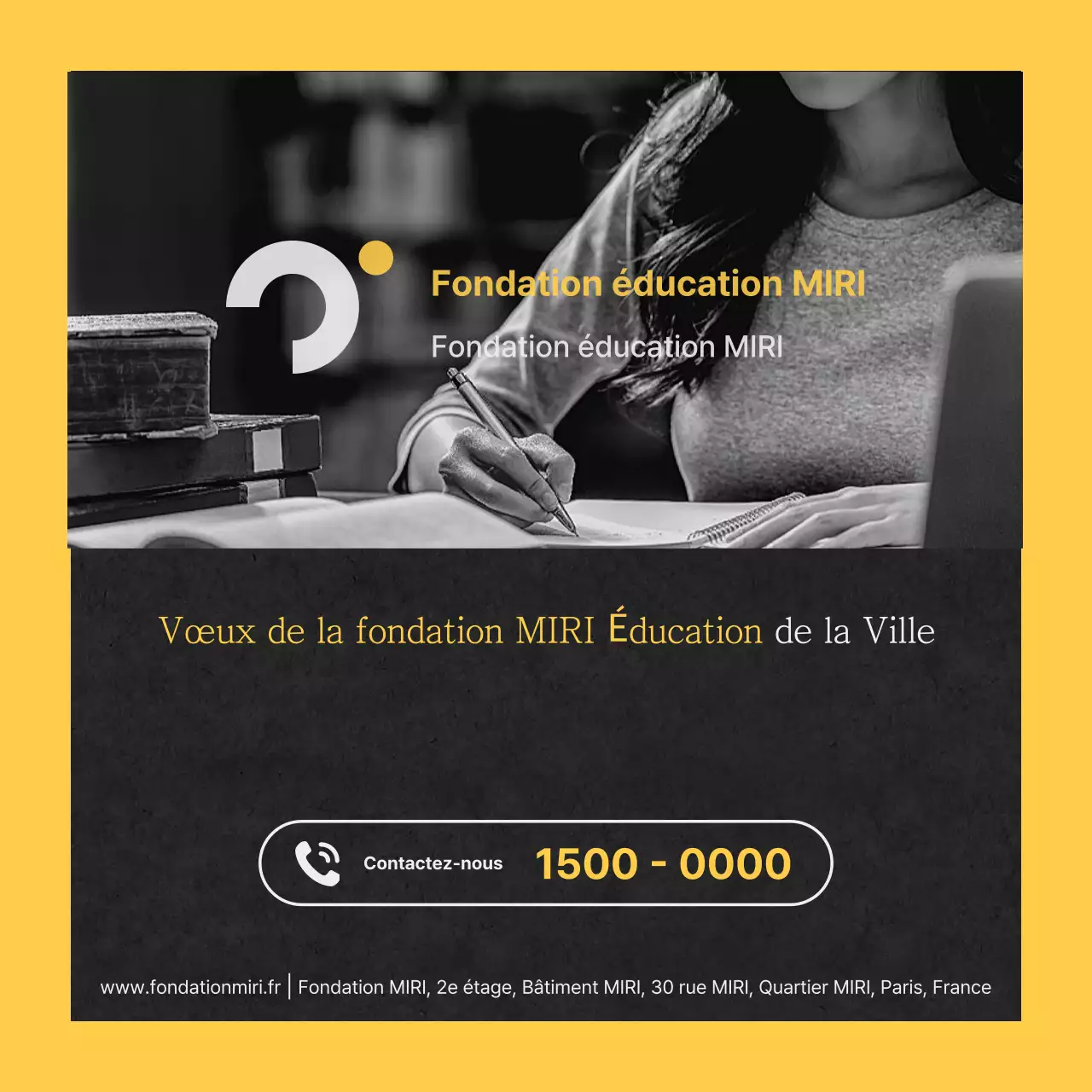 Informations simples sur la demande de bourse (jaune et noir)