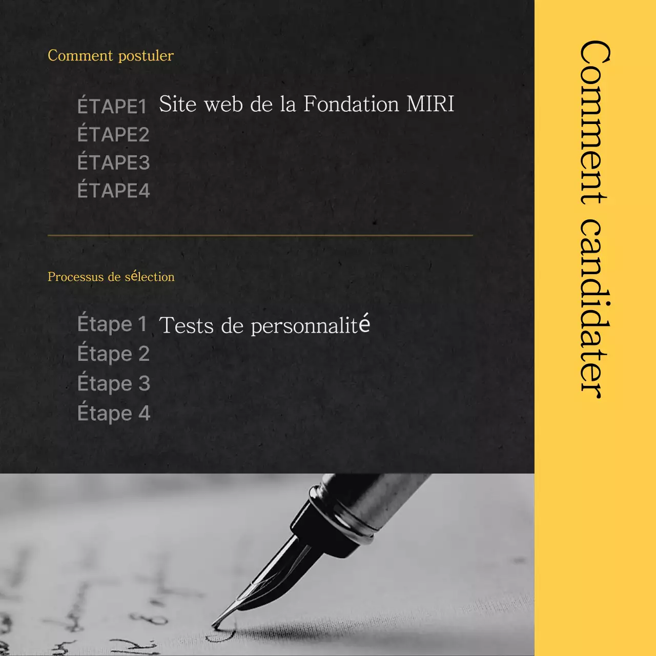 Informations simples sur la demande de bourse (jaune et noir)