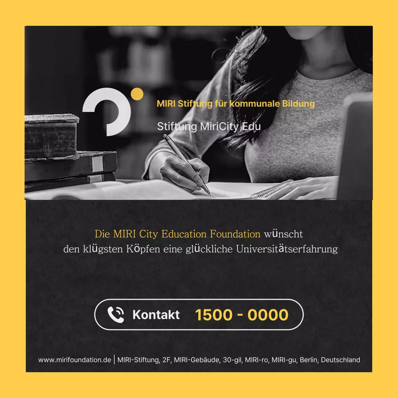 Einfache gelb-schwarze Informationen zum Stipendienantrag