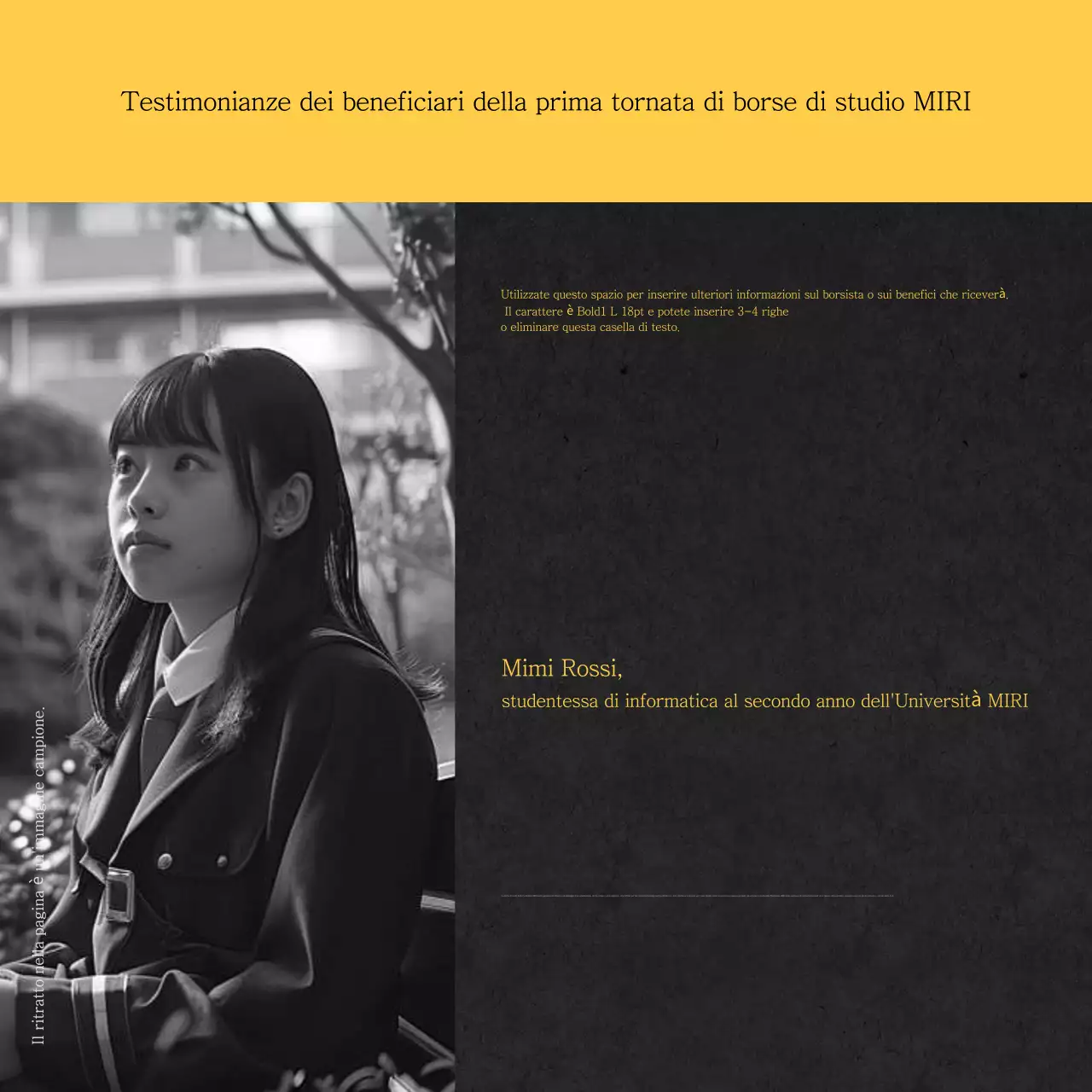 Informazioni semplici sulla domanda di borsa di studio in giallo e nero